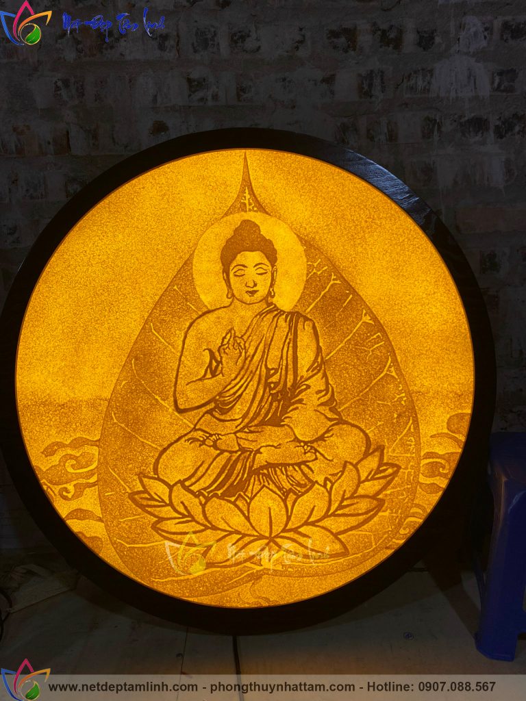 Tranh trúc chỉ tròn chân dung Phật