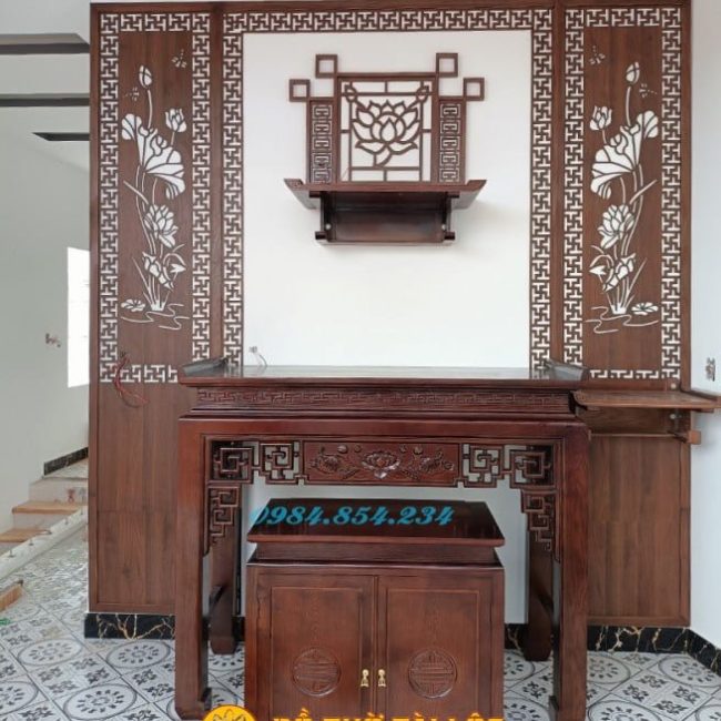 Bàn Thờ Treo Tường Viền Gỗ Mẫu TT1018