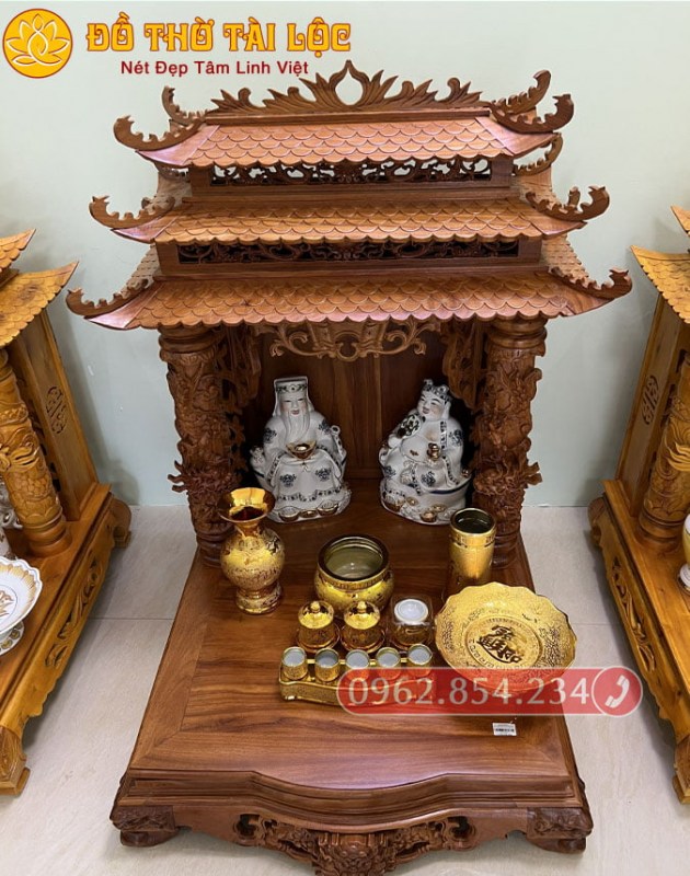 Bàn Thờ Thần Tài Thổ Địa Gỗ Gõ TD10