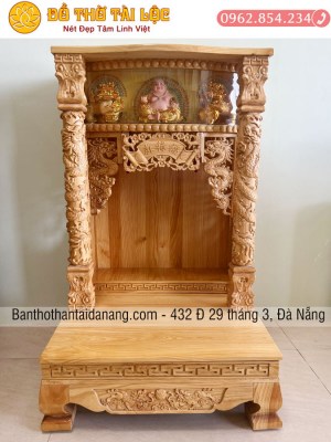 Bàn thờ Thần Tài Thổ Địa Gỗ Pơ Mu TD13