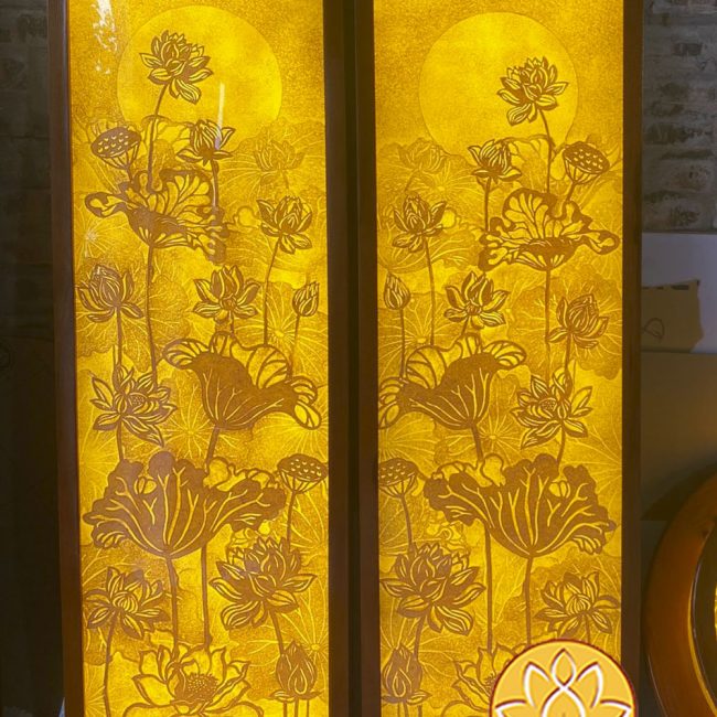Tranh Trúc Chỉ Mẫu Hoa Sen & Trăng G07