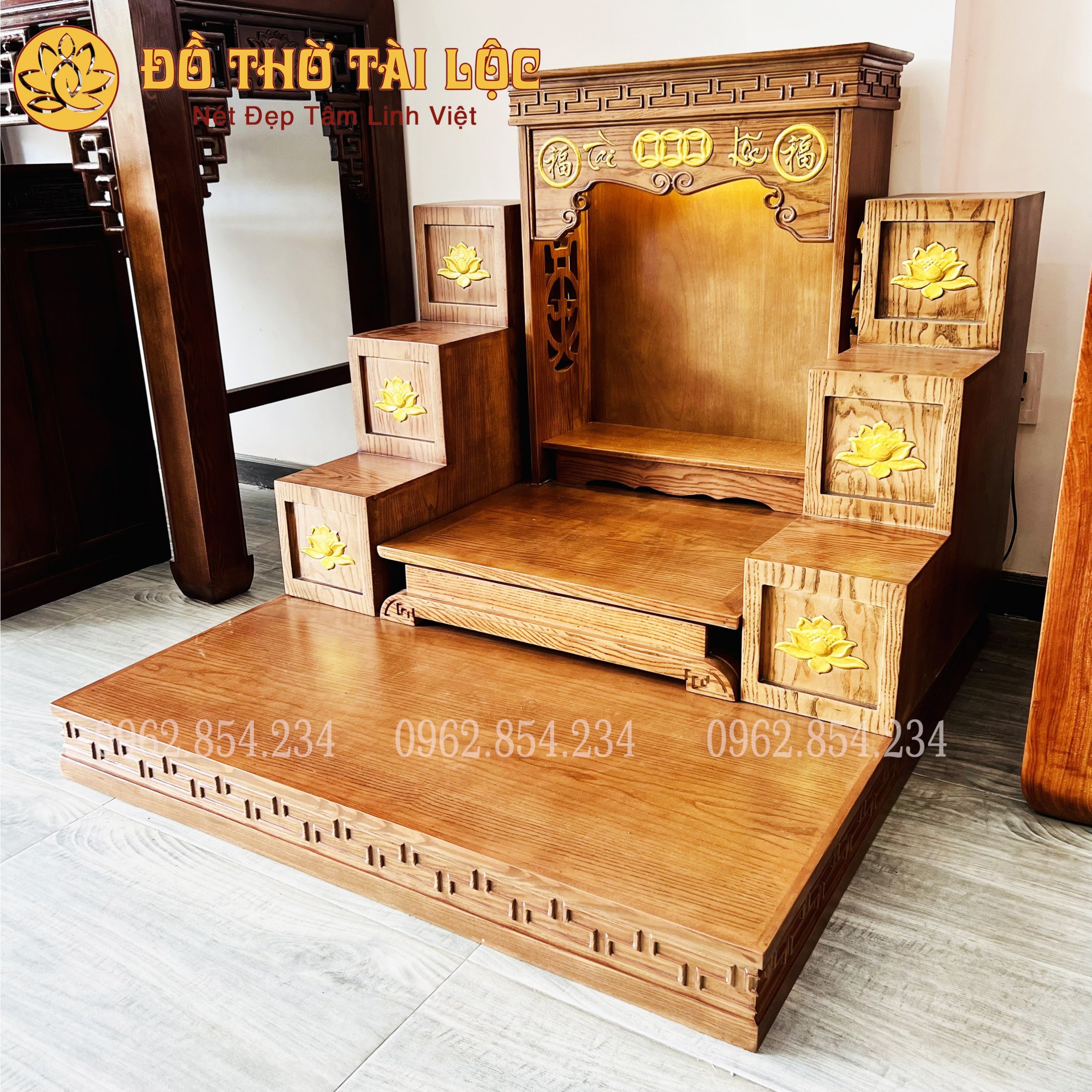 Bàn Thờ Thần Tài Thổ Địa Gỗ Sồi TD16